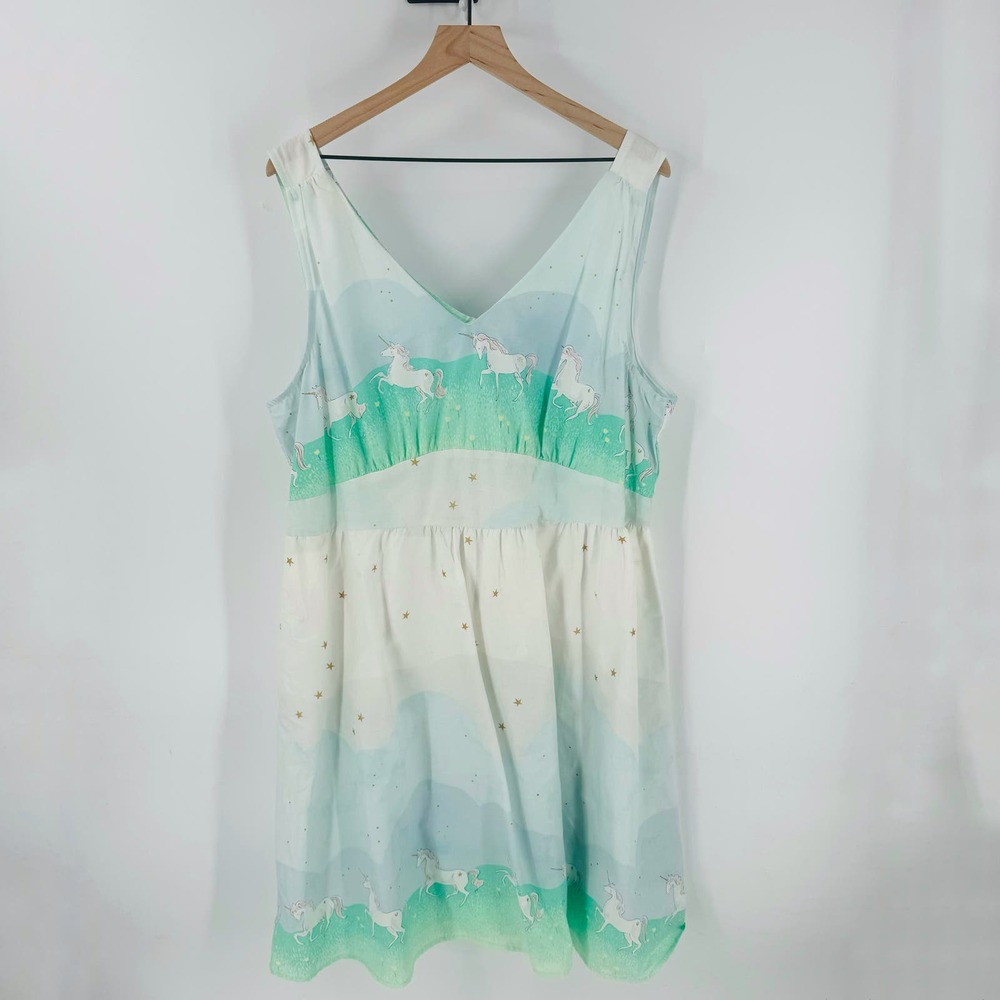 Mint Green Unicorn Print Dress